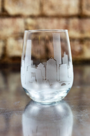 Beijing Skyline Wine Glass Barware - Urban and Etched