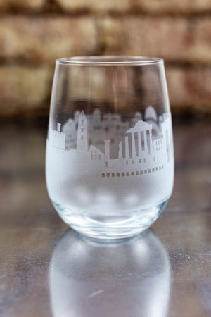 Athens Skyline Wine Glass Barware - Urban and Etched