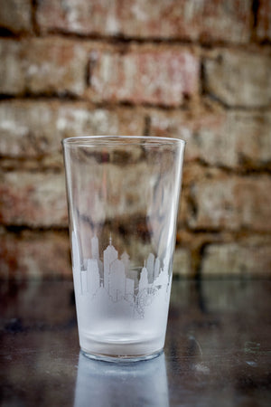 Hong Kong Skyline Pint Glass Barware - Urban and Etched