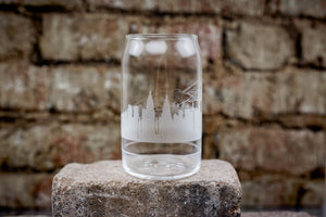 Tokyo Skyline Glass Can Coffee Cup - Urban and Etched