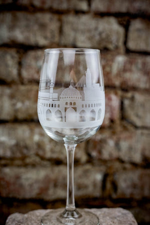 Jerusalem Skyline Wine Glass Barware - Urban and Etched
