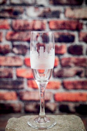 Baltimore Skyline Champagne Flute  Barware - Urban and Etched