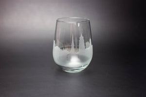 Charleston, South Carolina Skyline Wine Glass Barware - Urban and Etched