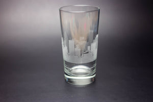 Custom Request Skyline  Tom Collins Highball Cocktail Glass - Urban and Etched