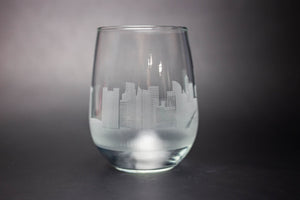 Singapore Skyline Wine Glass Barware - Urban and Etched