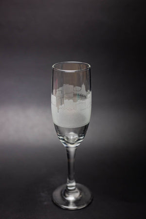 Madison Wisconsin Skyline Champagne Flute  Barware - Urban and Etched