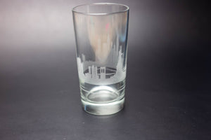 New York City (NYC) Skyline Etched Tom Collins Highball Cocktail Glass - Urban and Etched