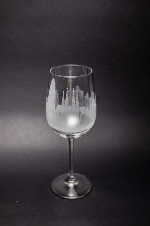 Barcelona Skyline Wine Glass Barware - Urban and Etched