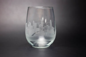 Singapore Skyline Wine Glass Barware - Urban and Etched