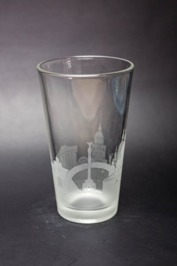 Kyiv Skyline Pint Glass - Skyline Beer Glass - Etched Gift - Panoramic City Design - Urban and Etched
