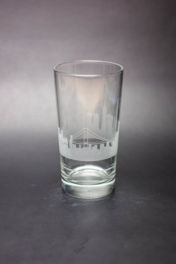 San Francisco Skyline Etched Tom Collins Highball Cocktail Glass - Urban and Etched