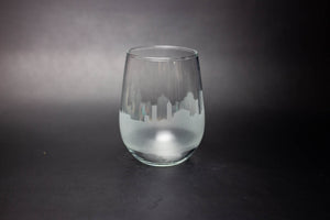 Bologna Skyline Wine Glass and Stemless Wine Glass Etched Gift - Panoramic City Design - Urban and Etched