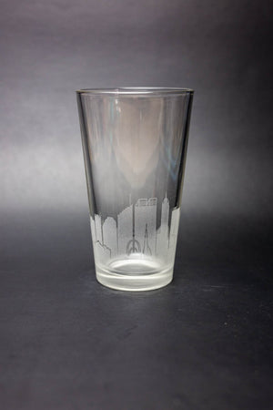 Perth Skyline Pint Glass Barware - Urban and Etched