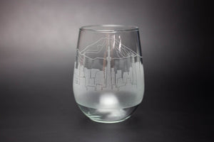 Tokyo Skyline Wine Glass Barware - Urban and Etched