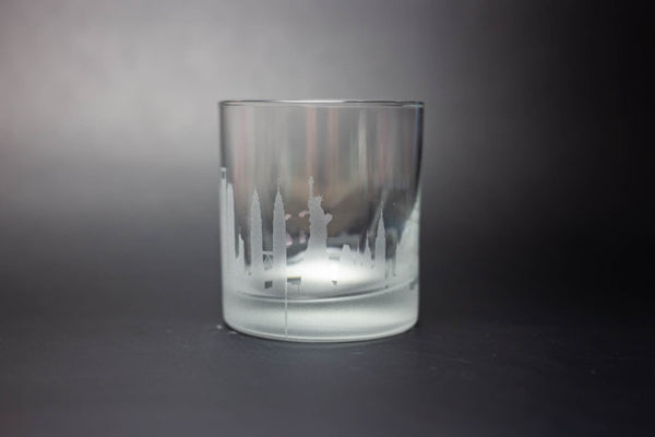 Traveler World Landmark  Skyline Rocks Glass Barware - Urban and Etched