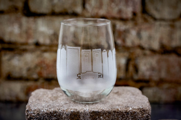 Honolulu Skyline Wine Glass Barware - Urban and Etched