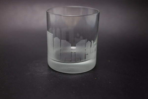 Honolulu, Hawaii Skyline Etched Rocks Glass Barware