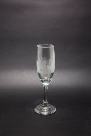 Barcelona, Spain Skyline Champagne Flute Barware - Urban and Etched