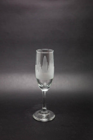 Barcelona, Spain Skyline Champagne Flute Barware - Urban and Etched