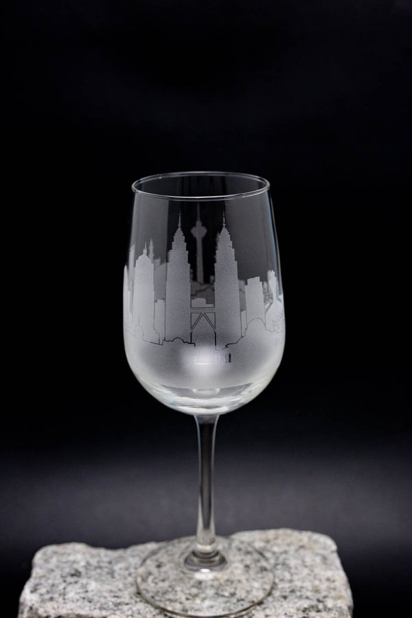 Kuala Lumpur, Malaysia Skyline Wine Glass and Stemless Wine Glass Barware