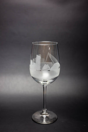 Valencia, Spain Skyline Wine Glass - Urban and Etched