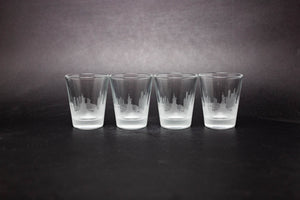 New York City (NYC), New York Skyline Shot Glasses - Set of 4 - Urban and Etched