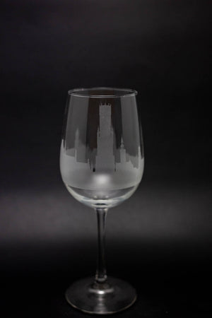 Bruges, Belgium Skyline Wine Glass Barware - Urban and Etched