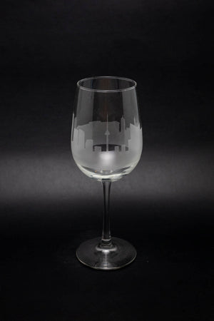 Vilnius, Lithuania Skyline Wine Glass Barware - Urban and Etched