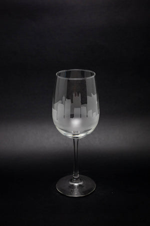 Vilnius, Lithuania Skyline Wine Glass Barware - Urban and Etched