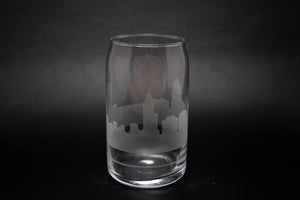 Raleigh, North Carolina Skyline Glass Can Coffee Cup - Urban and Etched