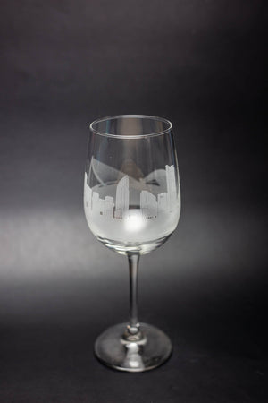 Valencia, Spain Skyline Wine Glass - Urban and Etched