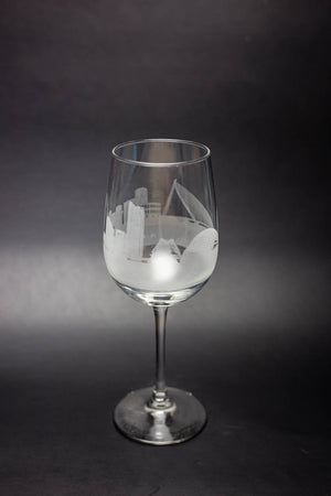 Valencia, Spain Skyline Wine Glass - Urban and Etched