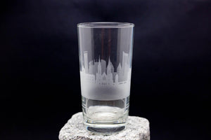 Strasbourg France Skyline Etched Tom Collins Highball Cocktail Glass