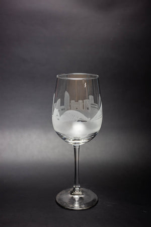 Valencia, Spain Skyline Wine Glass - Urban and Etched