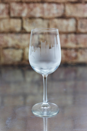 Boston Skyline Wine Glass and Stemless Wine Glass Etched Gift - Panoramic City Design - Urban and Etched