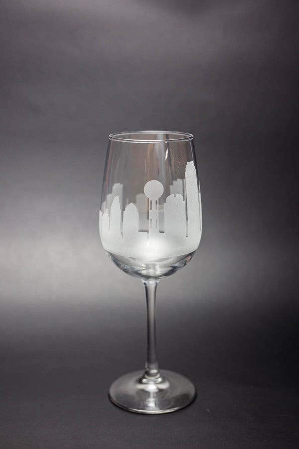 Dallas, Texas Skyline  Wine Glass - Urban and Etched