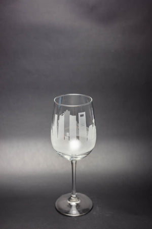 Madrid, Spain Skyline Wine Glass - Urban and Etched