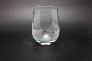 Rochester, New York Skyline Wine Glass Barware - Urban and Etched