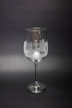 Lisbon, Portugal Skyline Wine Glass - Urban and Etched