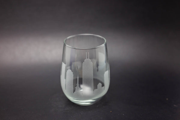Indianapolis Skyline Wine Glass Barware - Urban and Etched