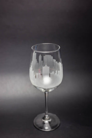 Tulsa, Oklahoma Skyline  Wine Glass - Urban and Etched