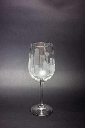 Dallas, Texas Skyline  Wine Glass - Urban and Etched