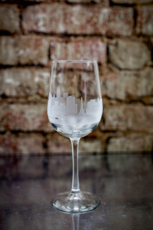 Dublin, Ireland Skyline  Wine Glass - Urban and Etched
