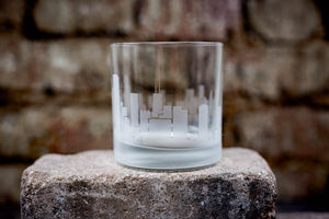 Chicago, Illinois Skyline Silhouette Rocks Glass - Urban and Etched