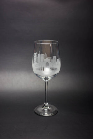 Lisbon, Portugal Skyline Wine Glass - Urban and Etched