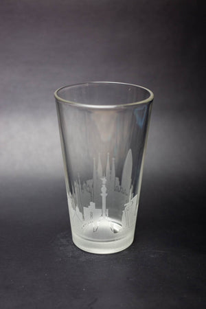 Barcelona, Spain Skyline  Pint Glass - Urban and Etched