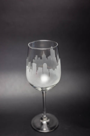 Tulsa, Oklahoma Skyline  Wine Glass - Urban and Etched