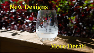 New Haven Skyline Wine Glass Barware - Urban and Etched