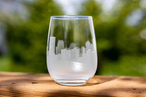 New Haven Skyline Wine Glass Barware - Urban and Etched