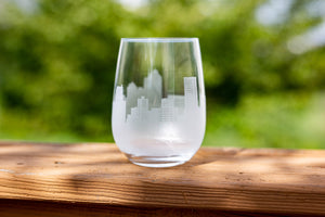 New Haven Skyline Wine Glass Barware - Urban and Etched